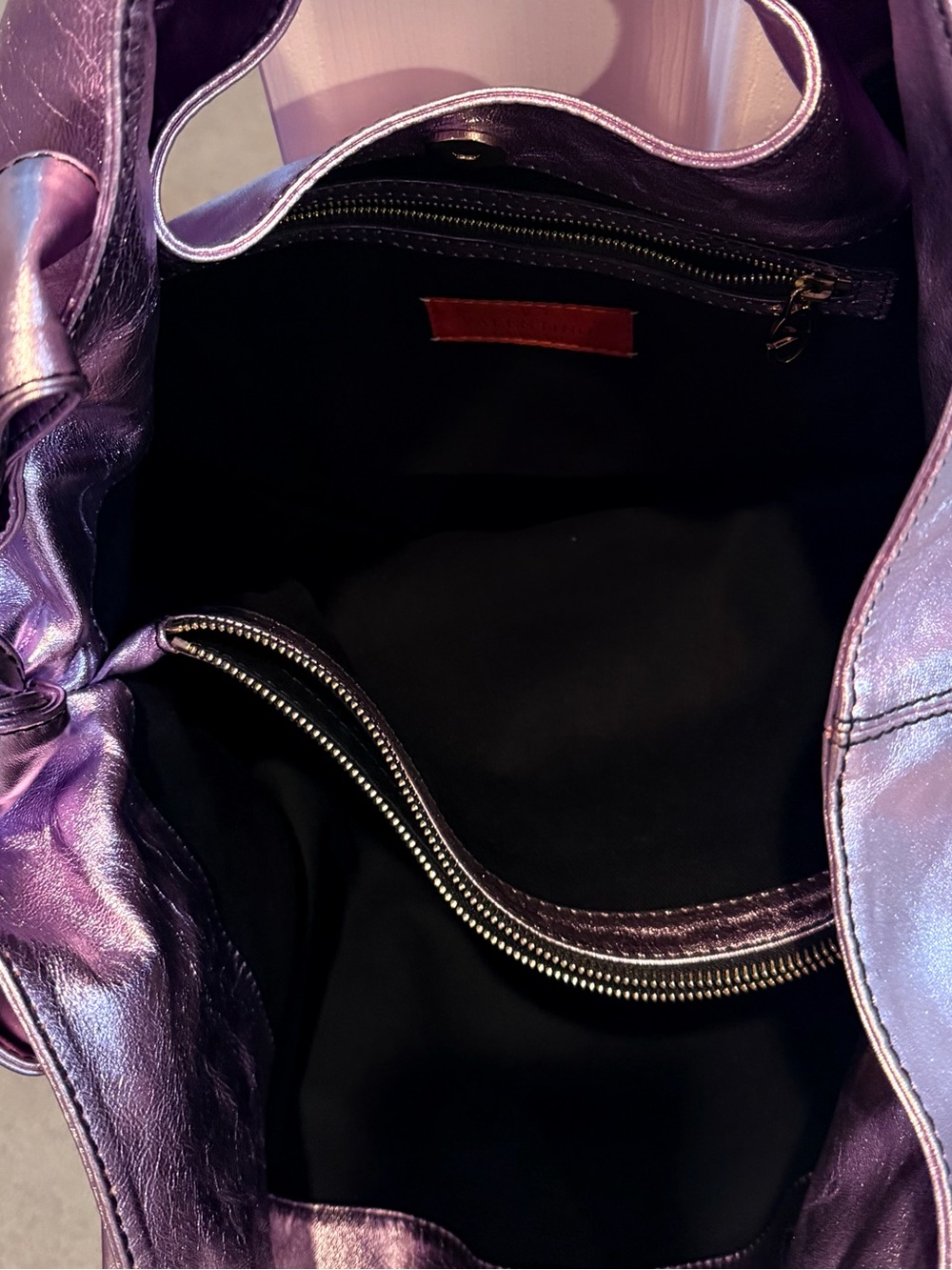 Valentino Garavani Metallic Purple Tote Bag - Picture 6 of 12